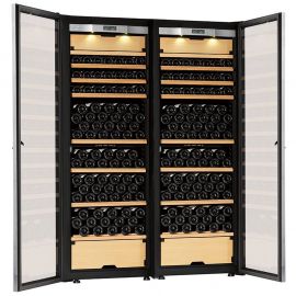 Transtherm Double Castel Wine Cabinet Glass Door Brushed Aluminum NEW #17049