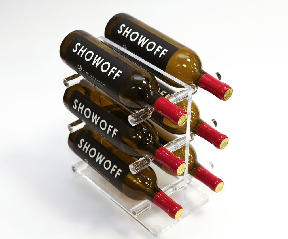 Clear Acrylic Wine Bottle Display Holder - Horizontal Tabletop Rack, High Clarity, 2 Brackets - View #7