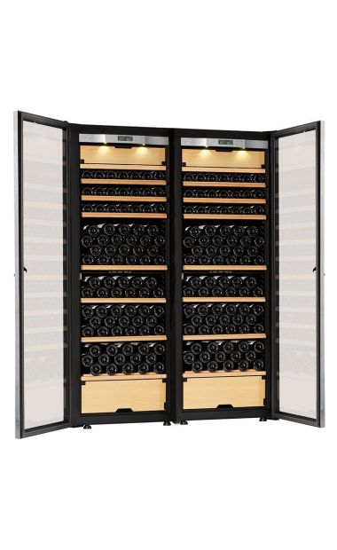 Transtherm Double Castel Wine Cabinet Glass Door Brushed Aluminum NEW #17049 | IWA Wine Accessories
