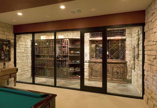Second View of Glass-enclosed custom wine cellar Kansas City, Missouri