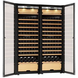 Transtherm Double Castel Wine Cabinet Glass Door Black Fully Shelved NEW #17043