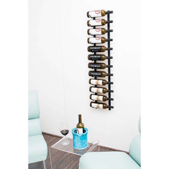 Brushed Nickel 24 Bottle Metal Wall Mounted Wine Rack VintageView Wall Series Stylish Modern Wine Storage with Label Forward Design 